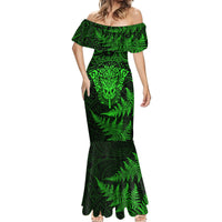 New Zealand Rugby Mermaid Dress Silver Fern All Black Mix Ta Moko Green Style LT9 - Polynesian Pride