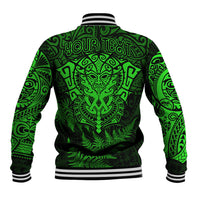 New Zealand Rugby Baseball Jacket Silver Fern All Black Mix Ta Moko Green Style LT9 - Polynesian Pride