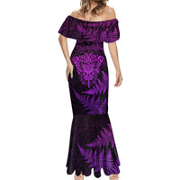 New Zealand Rugby Mermaid Dress Silver Fern All Black Mix Ta Moko Purple Style LT9 - Polynesian Pride