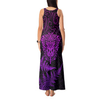 New Zealand Rugby Tank Maxi Dress Silver Fern All Black Mix Ta Moko Purple Style LT9 - Polynesian Pride