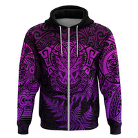 Personalised New Zealand Rugby Hoodie Silver Fern All Black Mix Ta Moko Purple Style LT9 - Polynesian Pride