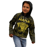 Personalised New Zealand Rugby Kid Hoodie Aotearoa Ka Mate Haka All Black Mix Ta Moko Gold Style LT9 - Polynesian Pride