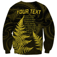 Personalised New Zealand Rugby Sweatshirt Aotearoa Ka Mate Haka All Black Mix Ta Moko Gold Style LT9 - Polynesian Pride