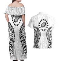 World Rugby Cook Islands Couples Matching Off Shoulder Maxi Dress and Hawaiian Shirt Kukis Make History LT9 - Polynesian Pride