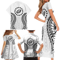 World Rugby Cook Islands Family Matching Short Sleeve Bodycon Dress and Hawaiian Shirt Kukis Make History - Polynesian Pride