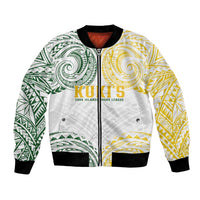 World Rugby Cook Islands Bomber Jacket White Polynesian Tribal Pattern - Polynesian Pride