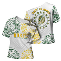 World Rugby Cook Islands Cross Shoulder Shirt White Polynesian Tribal Pattern - Polynesian Pride