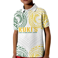 World Rugby Cook Islands Kid Polo Shirt White Polynesian Tribal Pattern - Polynesian Pride