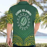 World Rugby Cook Islands Hawaiian Shirt Green Polynesian Tribal Pattern - Polynesian Pride