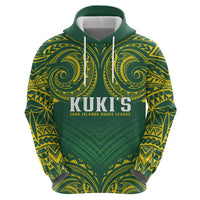 World Rugby Cook Islands Hoodie Green Polynesian Tribal Pattern - Polynesian Pride