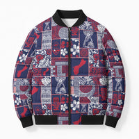 Guam Felis Pasgua Bomber Puffer Jacket Pacific Patchwork Xmas Vibes - Polynesian Pride