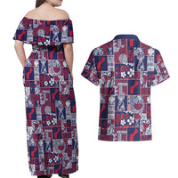Guam Felis Pasgua Couples Matching Off Shoulder Maxi Dress and Hawaiian Shirt Pacific Patchwork Xmas Vibes LT9 - Polynesian Pride