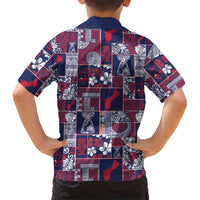 Guam Felis Pasgua Family Matching Off The Shoulder Long Sleeve Dress and Hawaiian Shirt Pacific Patchwork Xmas Vibes - Polynesian Pride