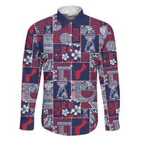 Guam Felis Pasgua Family Matching Off The Shoulder Long Sleeve Dress and Hawaiian Shirt Pacific Patchwork Xmas Vibes - Polynesian Pride