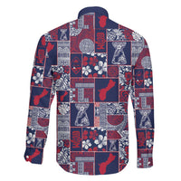 Guam Felis Pasgua Family Matching Off The Shoulder Long Sleeve Dress and Hawaiian Shirt Pacific Patchwork Xmas Vibes - Polynesian Pride