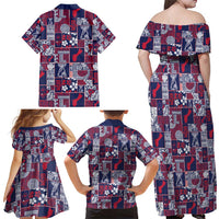 Guam Felis Pasgua Family Matching Off Shoulder Maxi Dress and Hawaiian Shirt Pacific Patchwork Xmas Vibes - Polynesian Pride