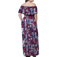 Guam Felis Pasgua Family Matching Off Shoulder Maxi Dress and Hawaiian Shirt Pacific Patchwork Xmas Vibes - Polynesian Pride