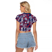 Guam Felis Pasgua Raglan Cropped T Shirt Pacific Patchwork Xmas Vibes - Polynesian Pride