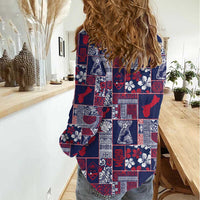 Guam Felis Pasgua Women Casual Shirt Pacific Patchwork Xmas Vibes - Polynesian Pride