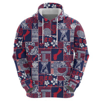 Guam Felis Pasgua Zip Hoodie Pacific Patchwork Xmas Vibes - Polynesian Pride