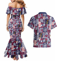 Manuia le Kerisimasi American Samoa Couples Matching Mermaid Dress and Hawaiian Shirt Pacific Patchwork Xmas Vibes - Polynesian Pride