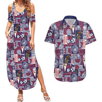 Manuia le Kerisimasi American Samoa Couples Matching Summer Maxi Dress and Hawaiian Shirt Pacific Patchwork Xmas Vibes LT9 Blue - Polynesian Pride