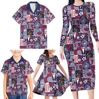 Manuia le Kerisimasi American Samoa Family Matching Long Sleeve Bodycon Dress and Hawaiian Shirt Pacific Patchwork Xmas Vibes - Polynesian Pride