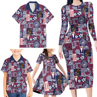 Manuia le Kerisimasi American Samoa Family Matching Long Sleeve Bodycon Dress and Hawaiian Shirt Pacific Patchwork Xmas Vibes - Polynesian Pride