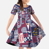 Manuia le Kerisimasi American Samoa Family Matching Off The Shoulder Long Sleeve Dress and Hawaiian Shirt Pacific Patchwork Xmas Vibes - Polynesian Pride