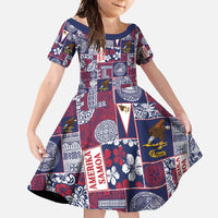 Manuia le Kerisimasi American Samoa Family Matching Short Sleeve Bodycon Dress and Hawaiian Shirt Pacific Patchwork Xmas Vibes - Polynesian Pride