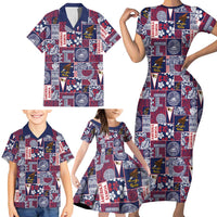 Manuia le Kerisimasi American Samoa Family Matching Short Sleeve Bodycon Dress and Hawaiian Shirt Pacific Patchwork Xmas Vibes - Polynesian Pride