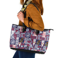 Manuia le Kerisimasi American Samoa Leather Tote Bag Pacific Patchwork Xmas Vibes - Polynesian Pride
