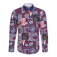 Manuia le Kerisimasi American Samoa Long Sleeve Button Shirt Pacific Patchwork Xmas Vibes - Polynesian Pride