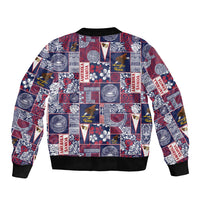 Manuia le Kerisimasi American Samoa Sleeve Zip Bomber Jacket Pacific Patchwork Xmas Vibes - Polynesian Pride