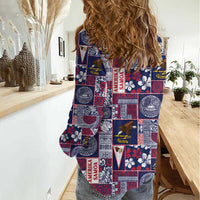 Manuia le Kerisimasi American Samoa Women Casual Shirt Pacific Patchwork Xmas Vibes - Polynesian Pride