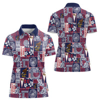 Manuia le Kerisimasi American Samoa Women Polo Shirt Pacific Patchwork Xmas Vibes - Polynesian Pride