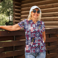 Manuia le Kerisimasi American Samoa Women Polo Shirt Pacific Patchwork Xmas Vibes - Polynesian Pride