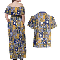 Ekamawir omo Nauru Couples Matching Off Shoulder Maxi Dress and Hawaiian Shirt Pacific Patchwork Xmas Vibes - Polynesian Pride