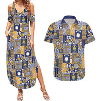 Ekamawir omo Nauru Couples Matching Summer Maxi Dress and Hawaiian Shirt Pacific Patchwork Xmas Vibes - Polynesian Pride