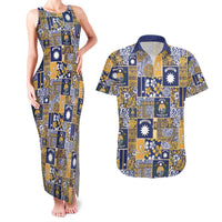 Ekamawir omo Nauru Couples Matching Tank Maxi Dress and Hawaiian Shirt Pacific Patchwork Xmas Vibes - Polynesian Pride