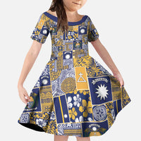 Ekamawir omo Nauru Family Matching Long Sleeve Bodycon Dress and Hawaiian Shirt Pacific Patchwork Xmas Vibes - Polynesian Pride