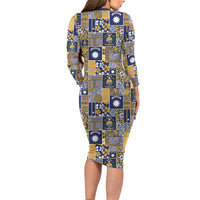 Ekamawir omo Nauru Family Matching Long Sleeve Bodycon Dress and Hawaiian Shirt Pacific Patchwork Xmas Vibes - Polynesian Pride