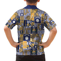 Ekamawir omo Nauru Family Matching Off The Shoulder Long Sleeve Dress and Hawaiian Shirt Pacific Patchwork Xmas Vibes - Polynesian Pride