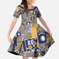 Ekamawir omo Nauru Family Matching Off Shoulder Maxi Dress and Hawaiian Shirt Pacific Patchwork Xmas Vibes - Polynesian Pride