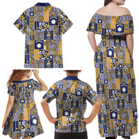 Ekamawir omo Nauru Family Matching Off Shoulder Maxi Dress and Hawaiian Shirt Pacific Patchwork Xmas Vibes - Polynesian Pride