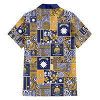 Ekamawir omo Nauru Family Matching Off Shoulder Short Dress and Hawaiian Shirt Pacific Patchwork Xmas Vibes - Polynesian Pride