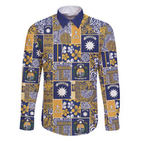 Ekamawir omo Nauru Family Matching Off Shoulder Short Dress and Hawaiian Shirt Pacific Patchwork Xmas Vibes - Polynesian Pride