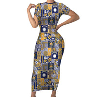 Ekamawir omo Nauru Family Matching Short Sleeve Bodycon Dress and Hawaiian Shirt Pacific Patchwork Xmas Vibes - Polynesian Pride