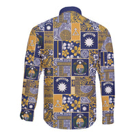 Ekamawir omo Nauru Long Sleeve Button Shirt Pacific Patchwork Xmas Vibes - Polynesian Pride