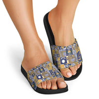 Ekamawir omo Nauru Slide Sandals Pacific Patchwork Xmas Vibes - Polynesian Pride